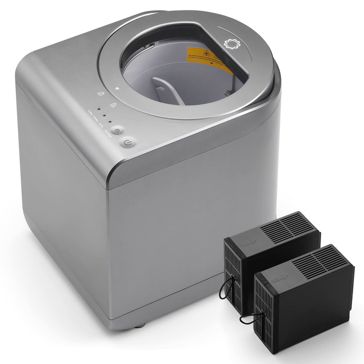 Airthereal R500 gray electronic device with two black filters on a white background