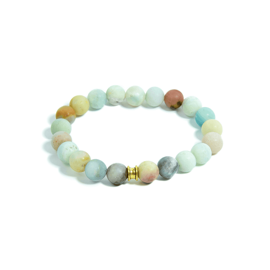 Amazonite Gemstone Bracelet - Matte with Gold Fitting