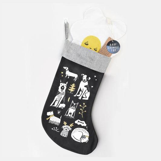 Festive Dogs Christmas Stocking Made from Organic Cotton