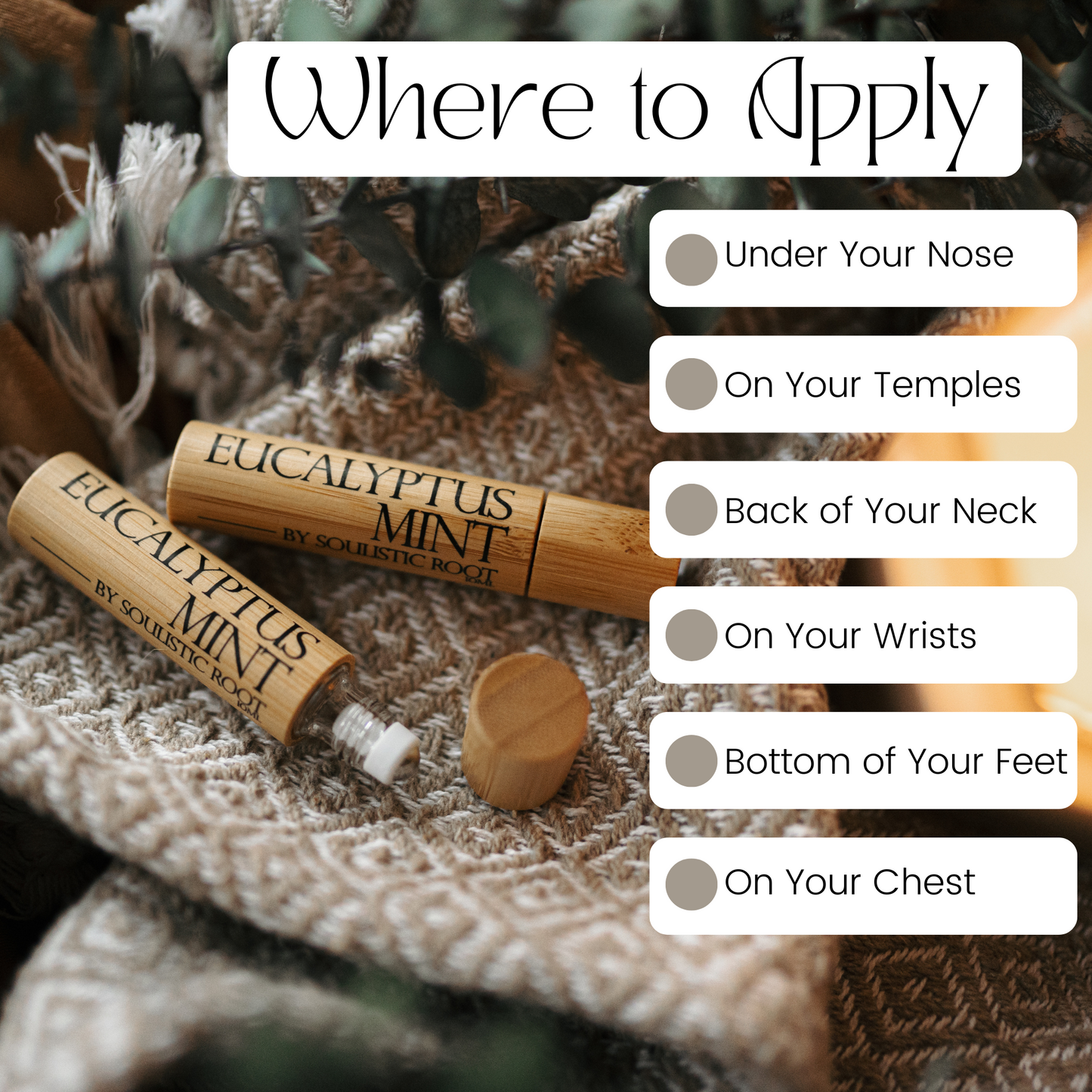 Eucalyptus Mint Bamboo Roller - Where to Apply