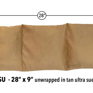 Hot Cherry Triple Square Pillow Maraschino Ultra Suede Heating Pad/Cold Pad measuring 28 inches by 9 inches on a white background.