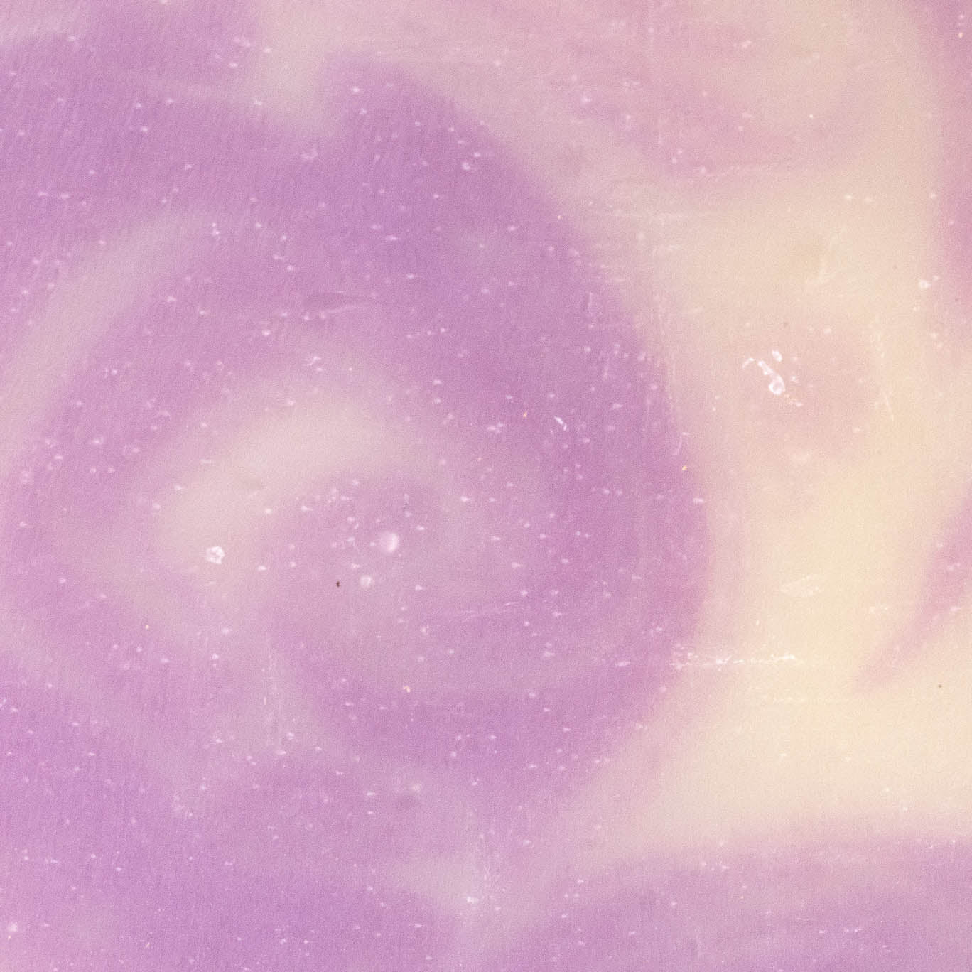 Gradient of purple and white lavender soap bar with a swirling pattern