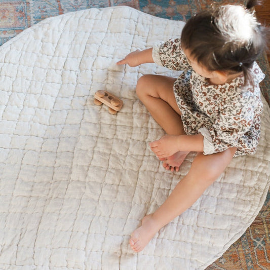 Linen Play Mat in Natural Chambray for Babies and Toddlers