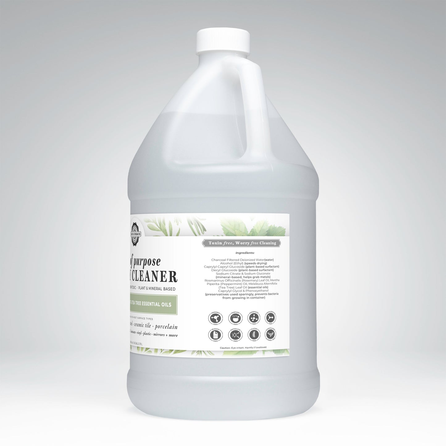 Gallon bottle of all-purpose cleaner on a white background