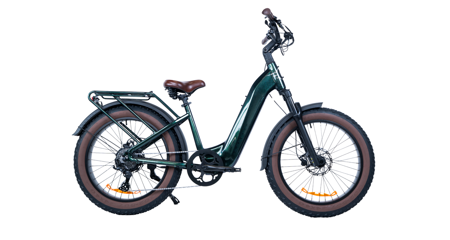 Magnum Bliss 750W Fat Tire eBike in Chroma Green. Electric bike shown on a white background