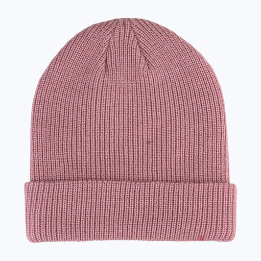 Mauve knit beanie by Rainier Watch on a white background