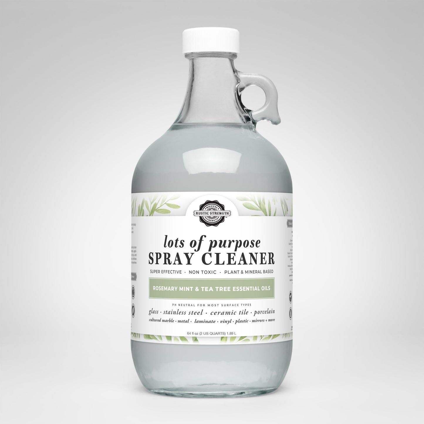 Bottle of spray cleaner with a label on a white background