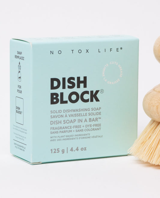 Box of Zero-Waste No Tox Life Dish Block solid dishwashing soap on a white background