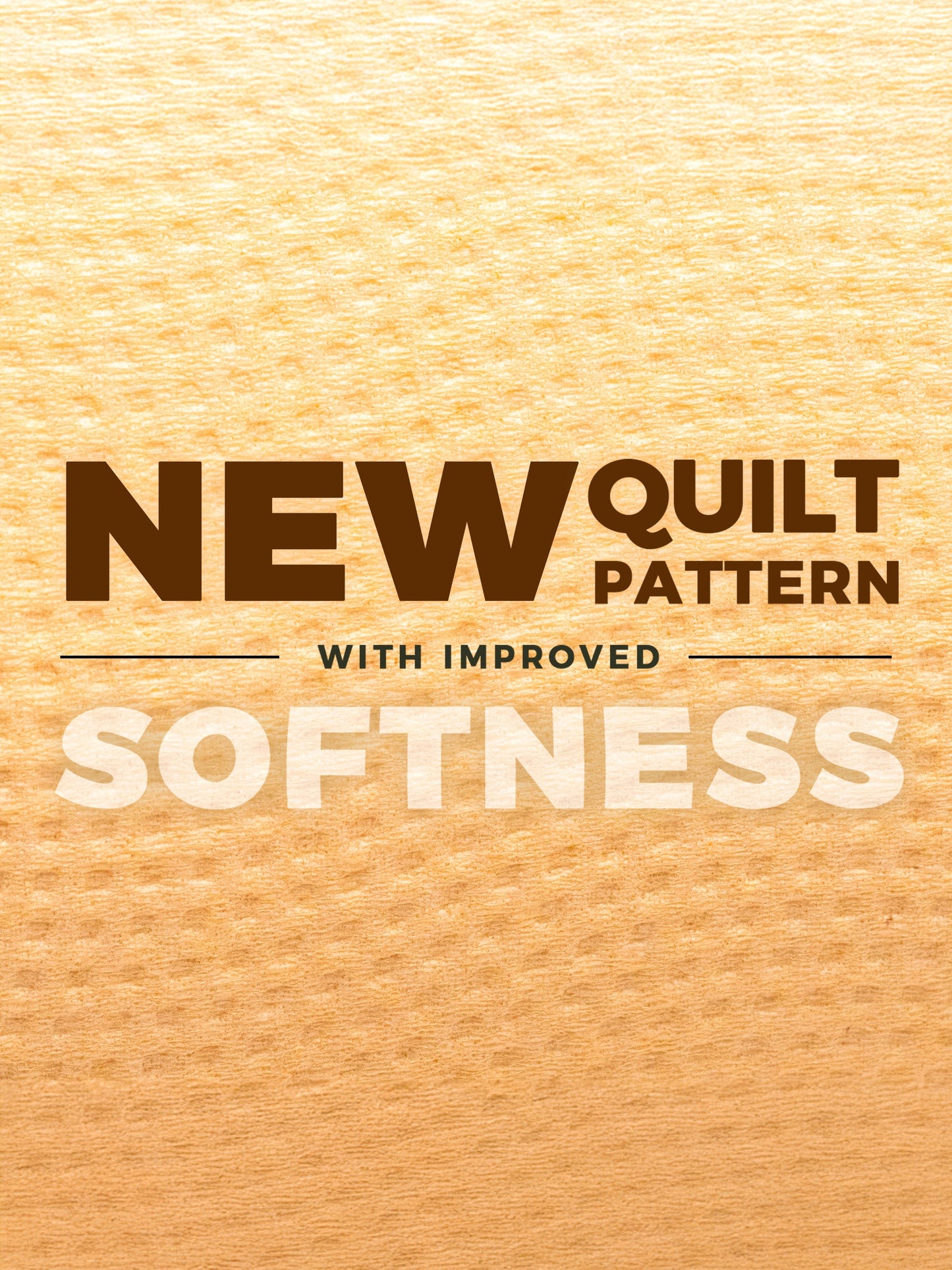 Text on a textured beige background advertising a new quilt pattern with improved softness for Panda Eco Paper Bamboo Toilet Tissue