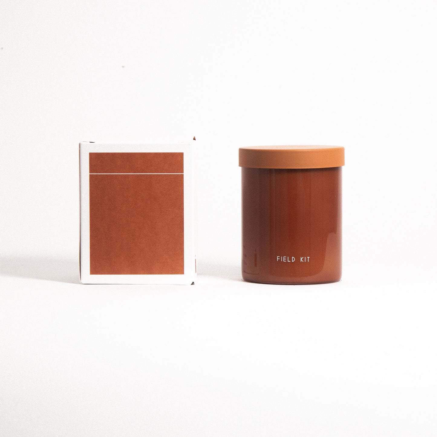 Professor Candle by Field Kit in Reusable Glass Jar and Plastic Free Packaging. Top notes: apple + bergamot; Mid notes: rose hip; Base notes: black tea