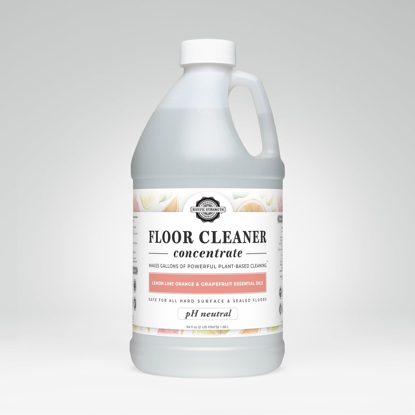 Rustic Strength floor cleaner concentrate bottle on a white background