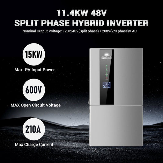 SGH-11N5E 16.2kW Hybrid Solar Kit - 11.4kW Split Phase Hybrid Inverter with specifications on a dark background