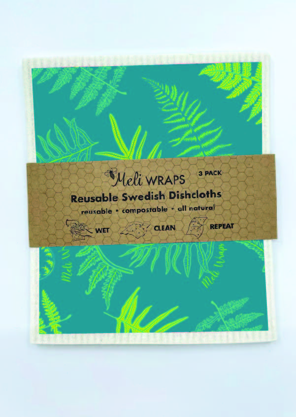 Swedish dish cloth in fern print