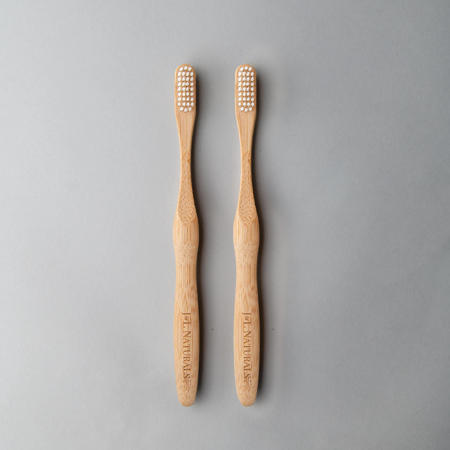 White-bristled bamboo toothbrushes
