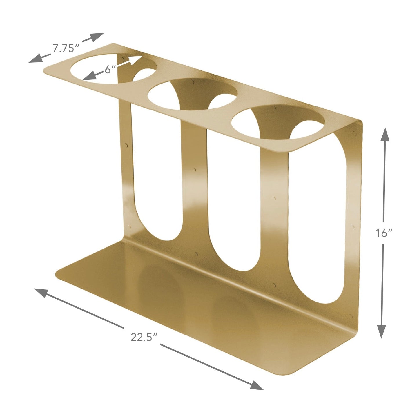 Yoke yoga mat wall bracket dimensions on a white background