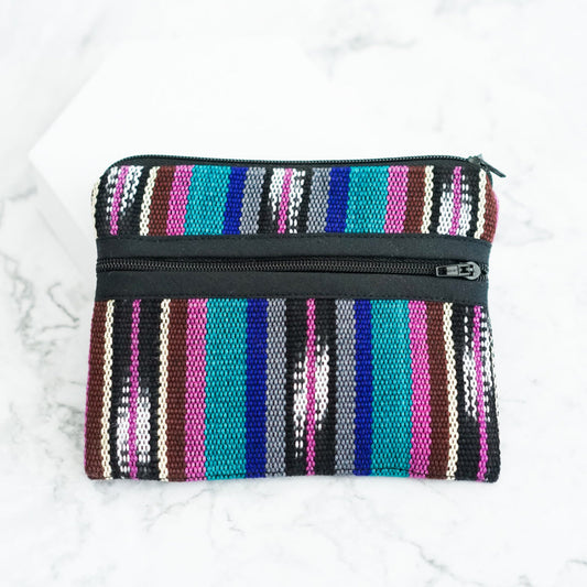 3-Zip Coin Purse - Pink, Blue, Gray, Black, White, and Brown