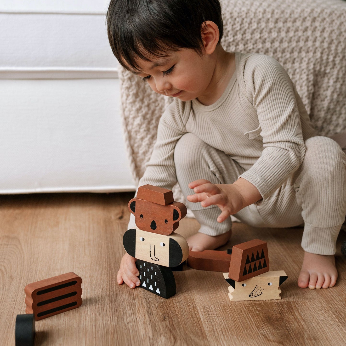 Animal Tower Creative Wood Blocks Balance Game for Toddlers