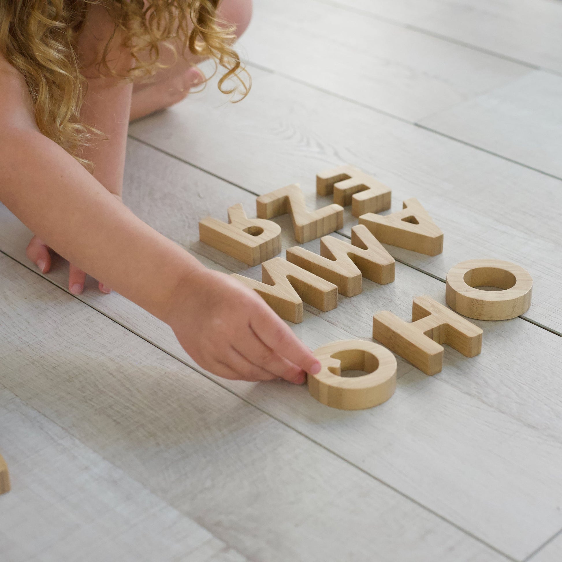 Bamboo Wooden Alphabet Kids Tool For Learning Spelling