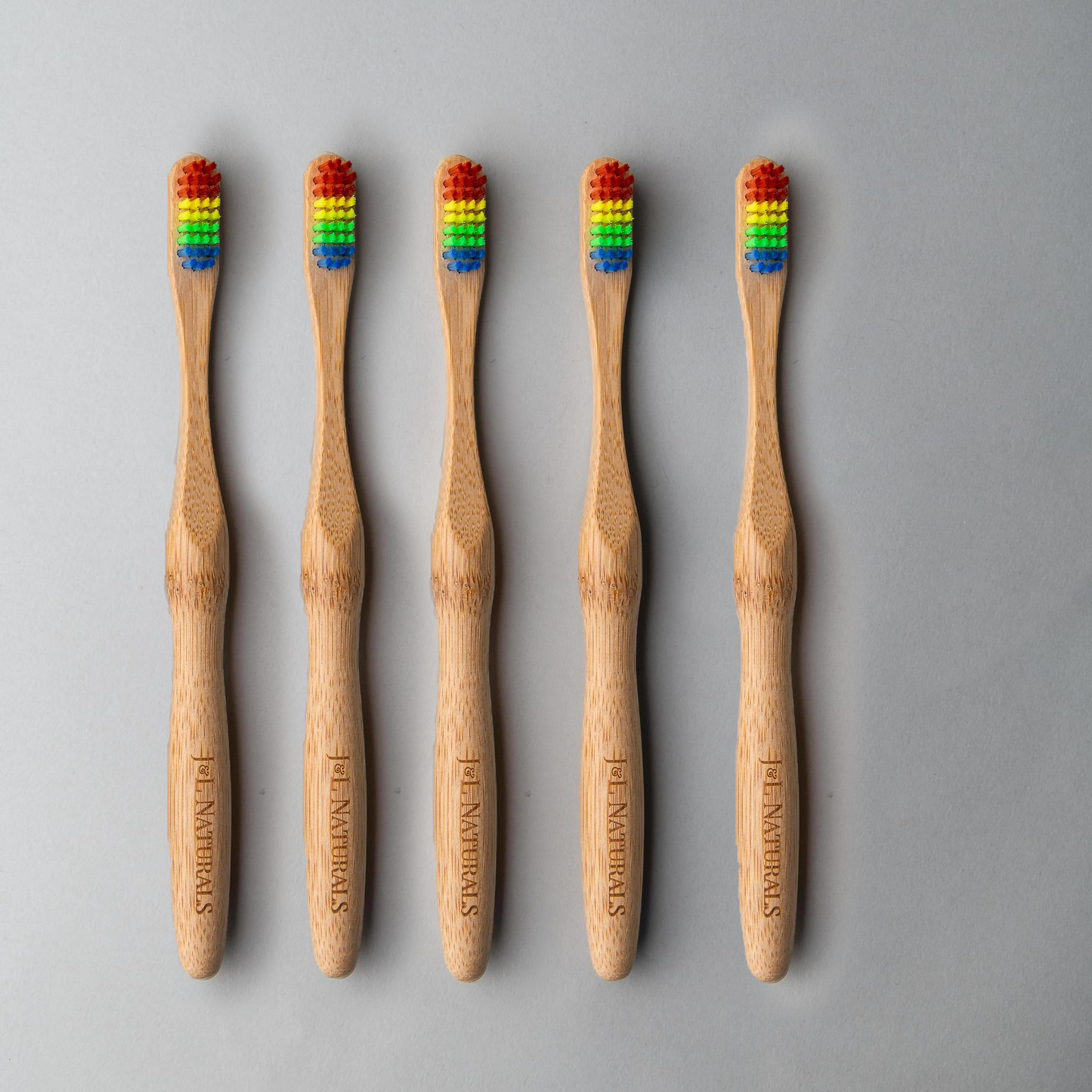 Bamboo Toothbrushes - Rainbow Bristles (5-pack)