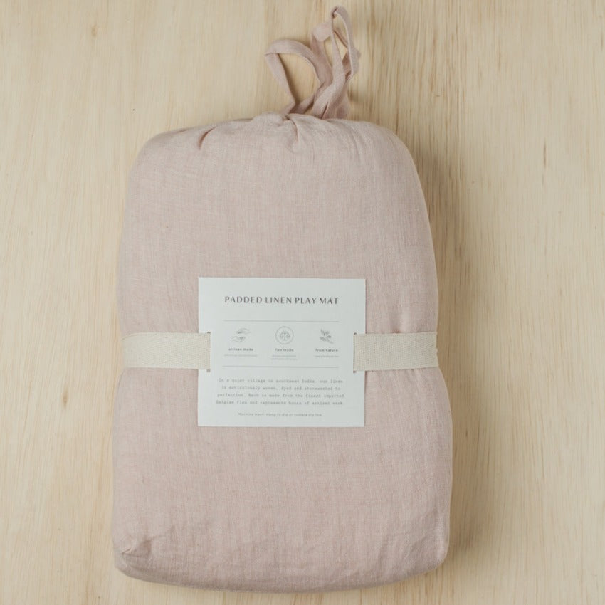 Belgian Linen Play Mat in Blush