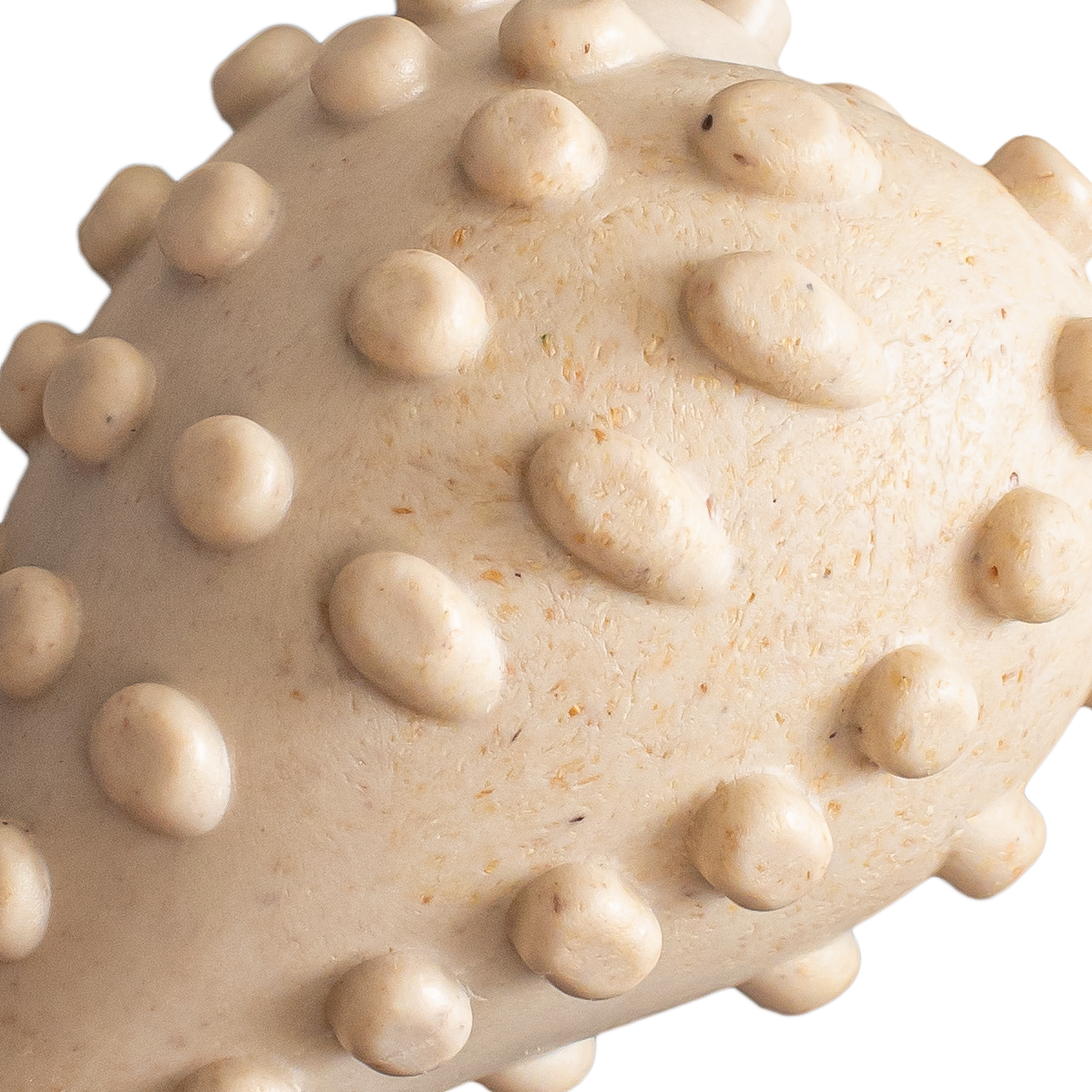 Close-up of a Betterbone SOFT natural chew toy with raised bumps on a white background