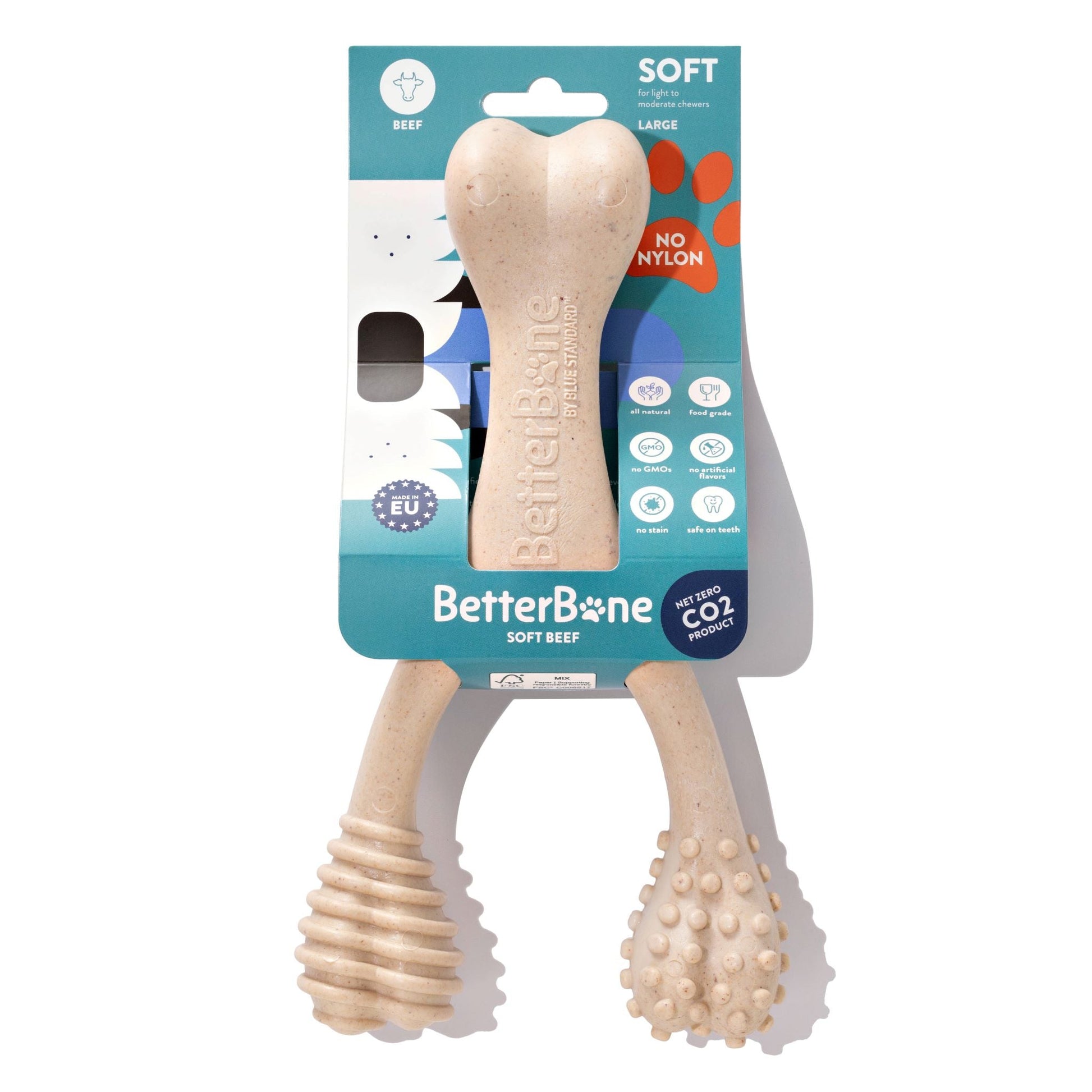 BetterBone soft natural chew toy for dogs on a white background