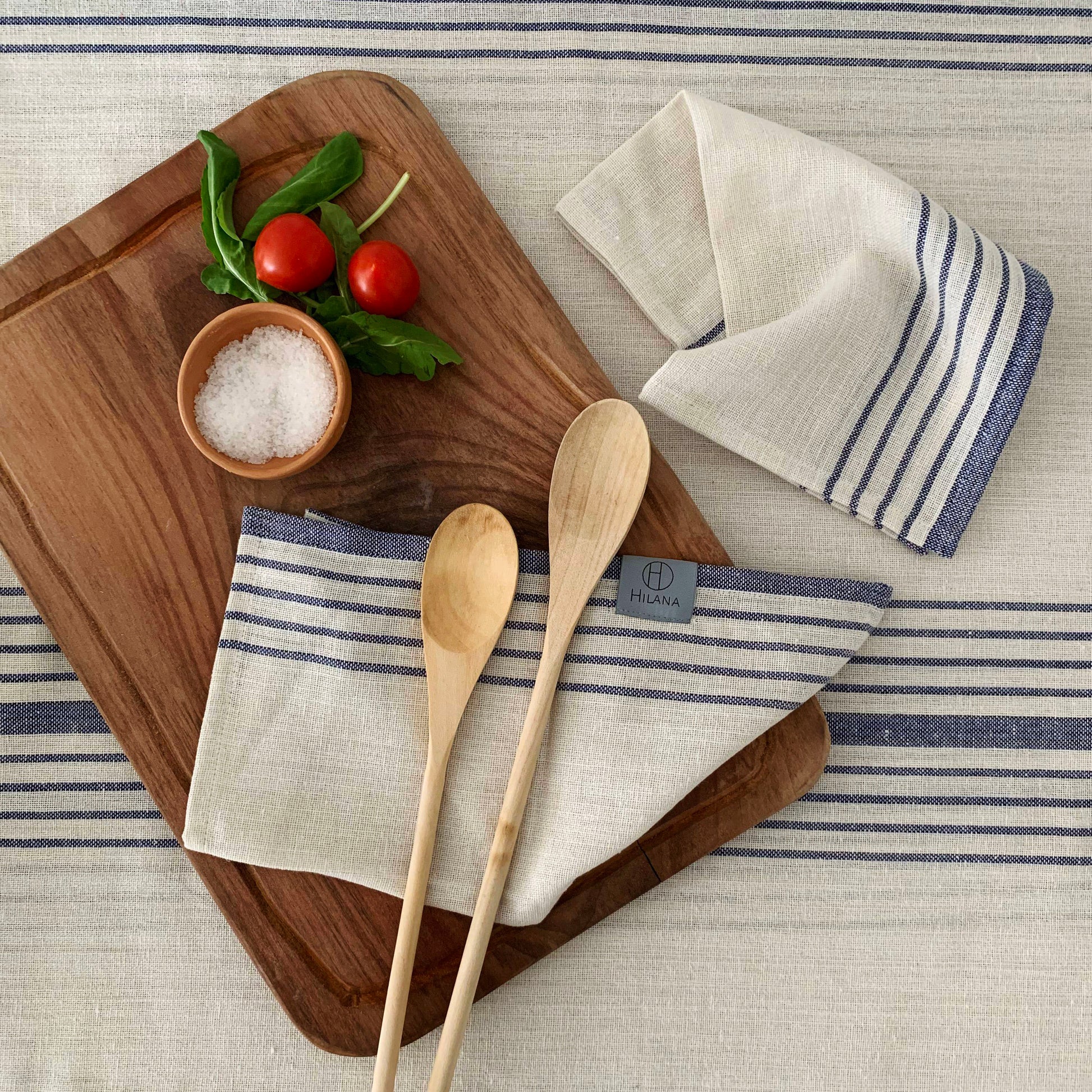 Blue and White Striped Tablecloth