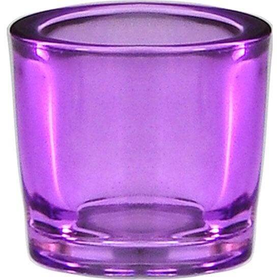 Lilac glass candle holder on a white background