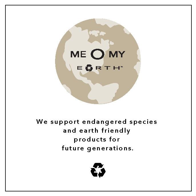 Me O My Earth Brand Statement supporting Endangered Species and Earth-Friendly Products for Future Generations