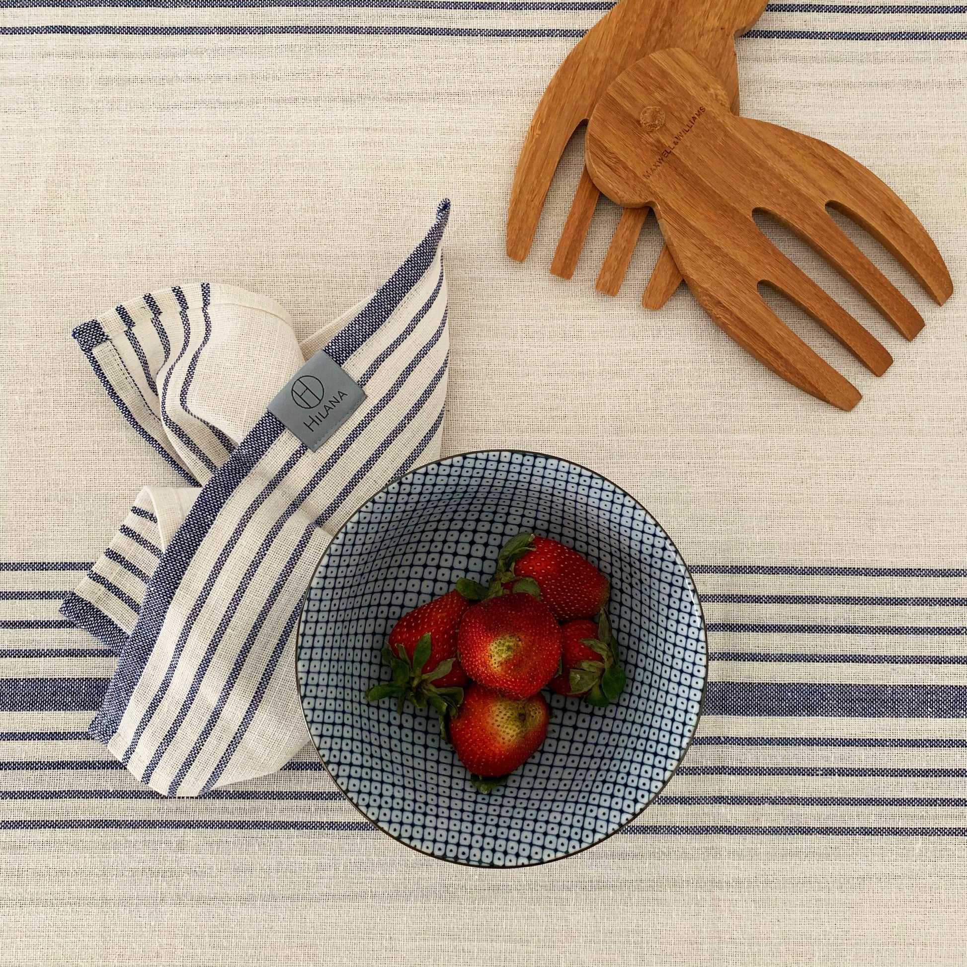 Classic French Blue Striped Tablecloth