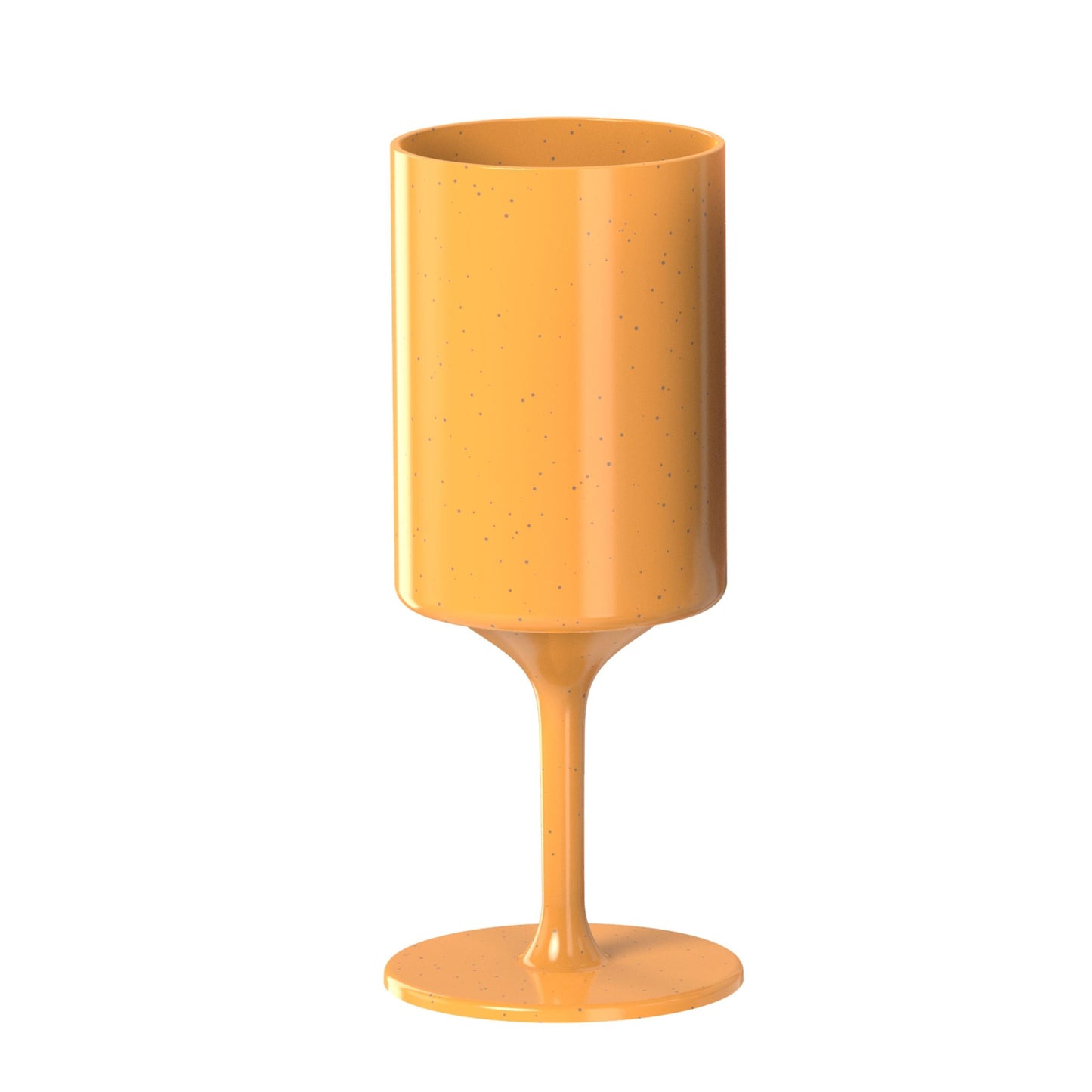 Orange eco stem, compostable, bamboo, plastic-free wine glass on a white background