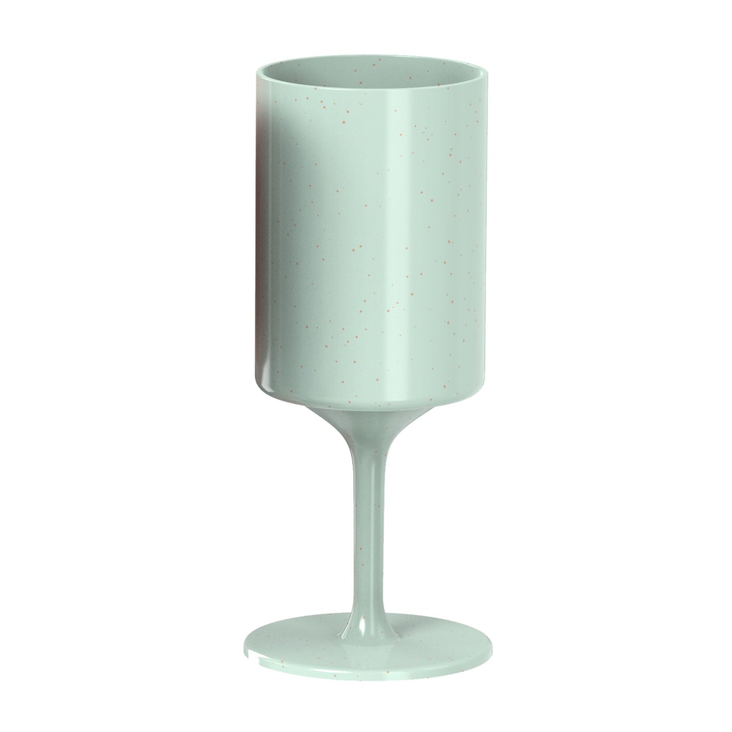 Mint colored eco stem, compostable, plastic-free, bamboo wine glass on a white background