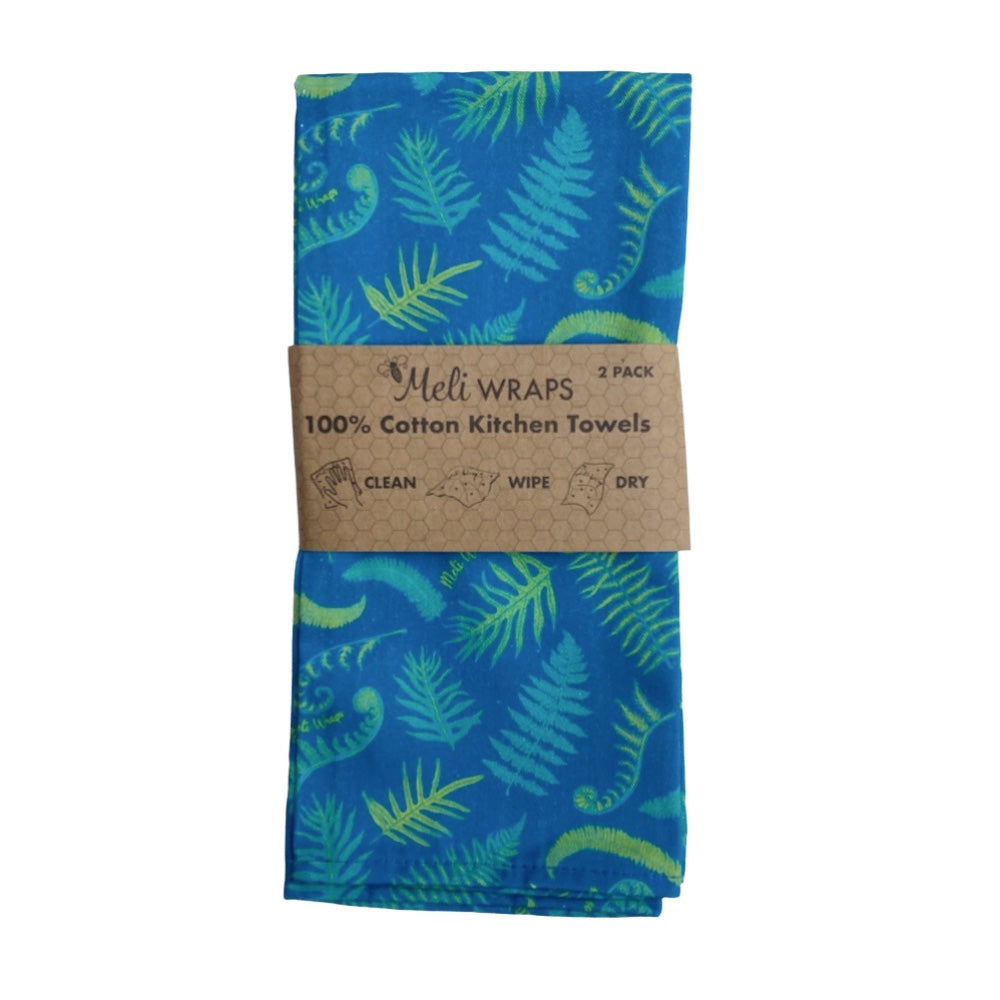 All-natural cotton kitchen towels - fern print