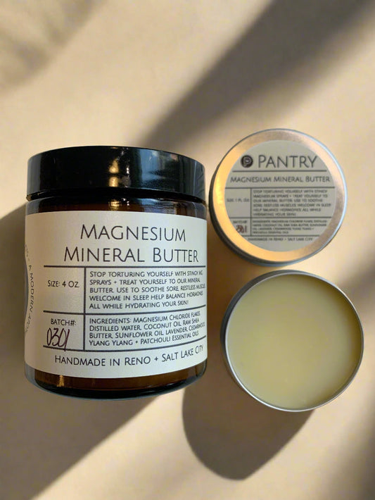 Deep Sleep Magnesium Butter in a 4 oz clear glass jar