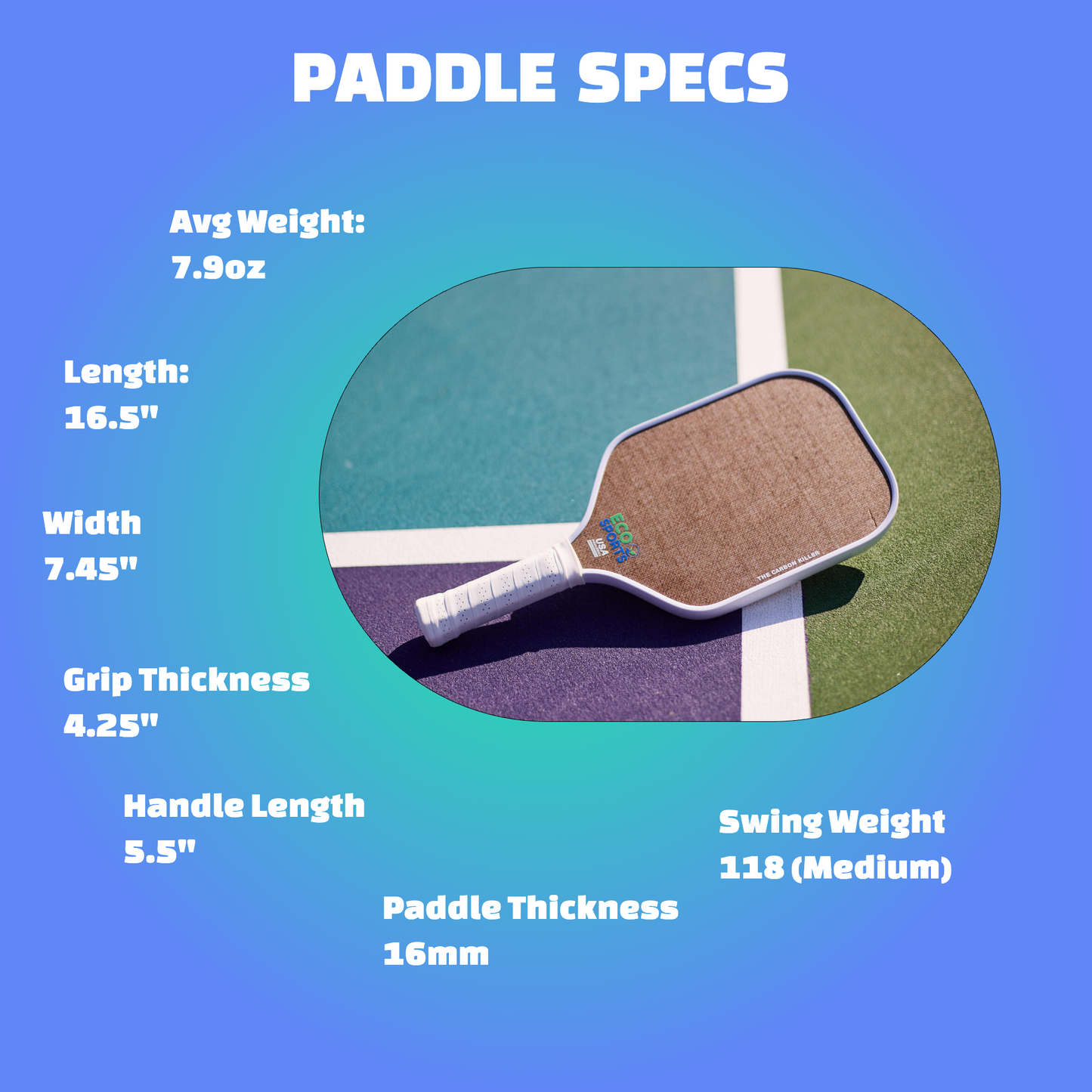 Eco Sports Flax Fiber Pickleball Paddle Specs