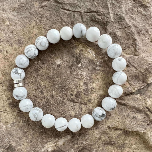 This Howlite Bead Bracelet is made with high-quality Howlite stones which bring calm and patience to the wearer. Zodiac Signs: Gemini and Virgo. Chakras: All. Handmade with authentic crystals & gemstones in Minneapolis, MN