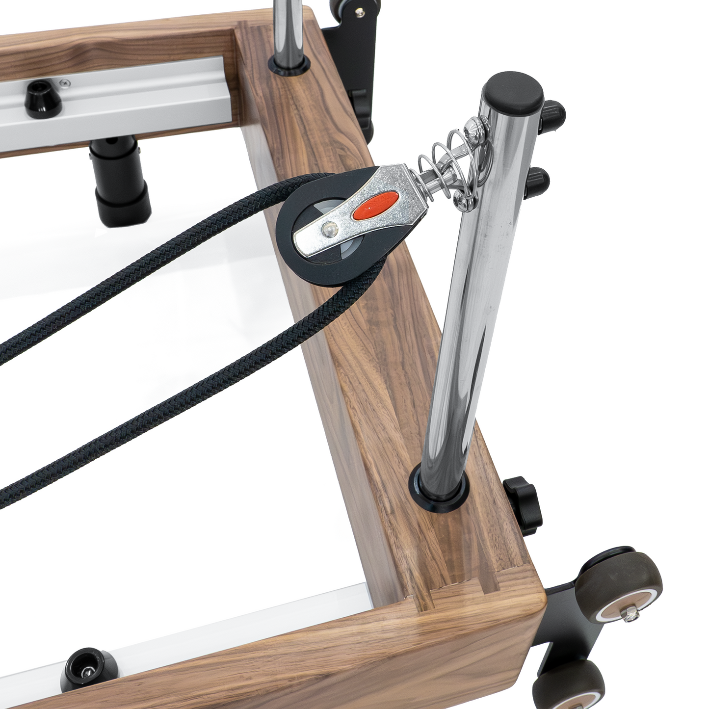 Janet La Force Plus foldable walnut Pilates reformer for home workouts