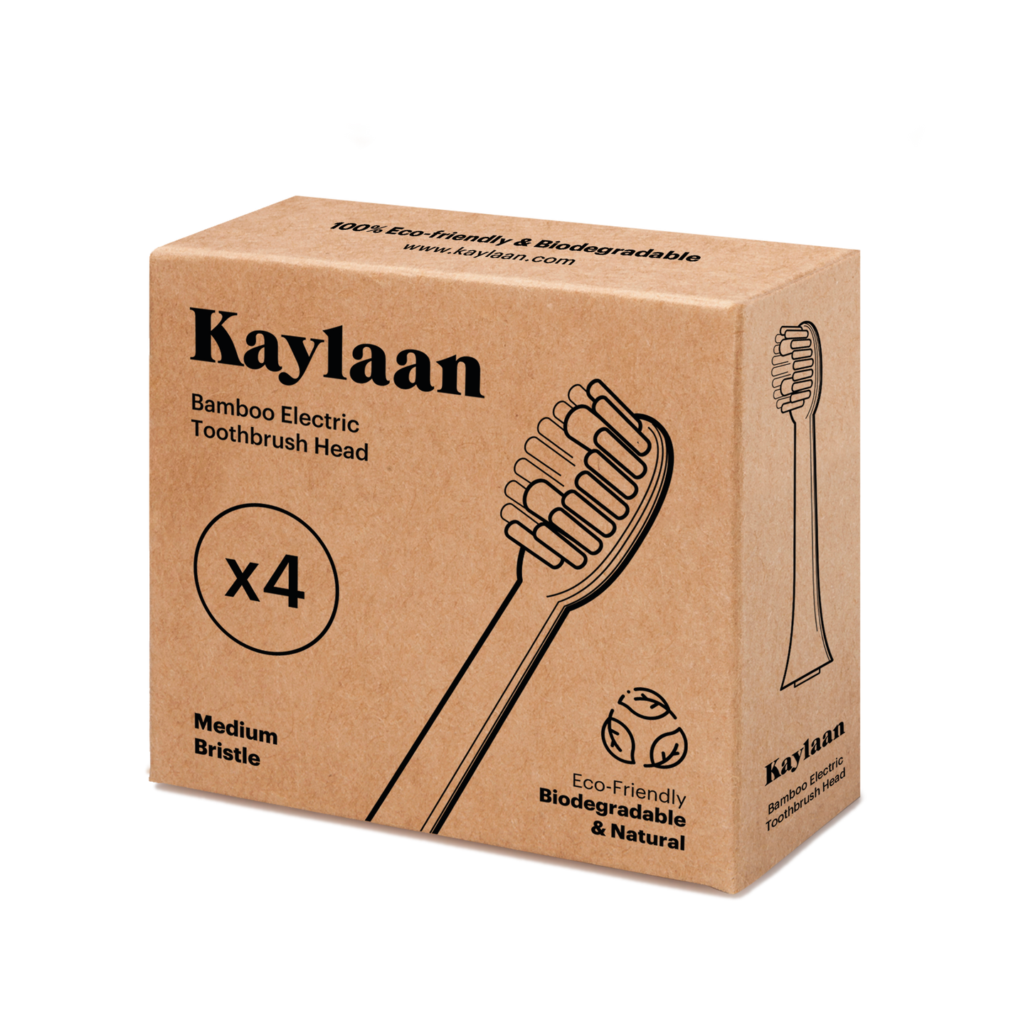 Biodegradable bamboo replacement heads for Kaylaan electric toothbrush