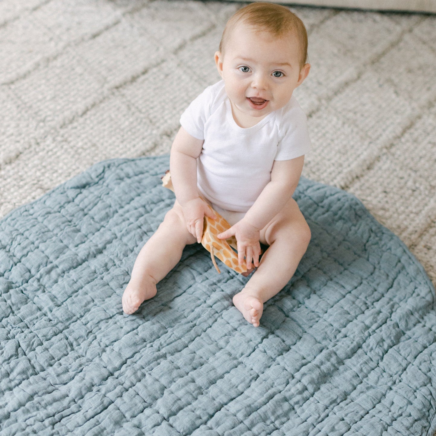 Belgian Linen Play Mat in Denim for Babies and Toddlers