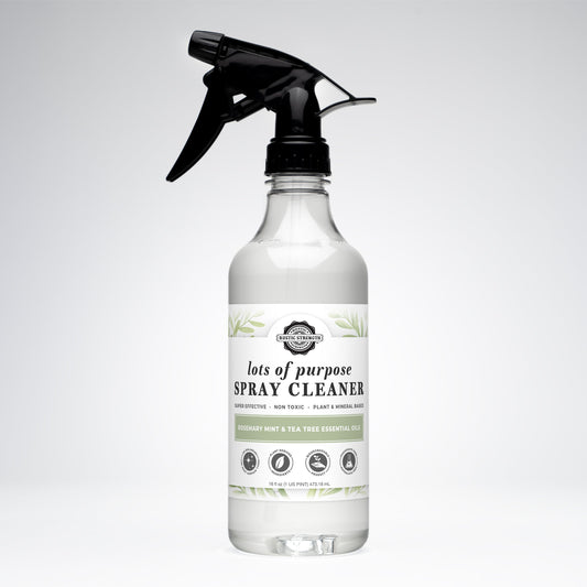 Multi-purpose spray cleaner bottle with a label on a white background