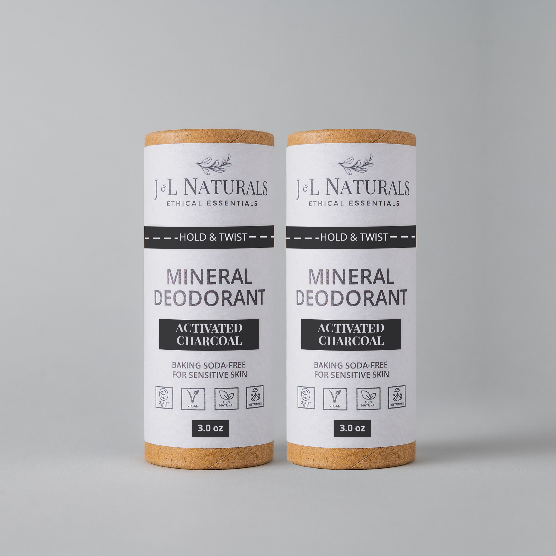 Mineral Deodorant (2-Pack) Full-Size - Activated Charcoal