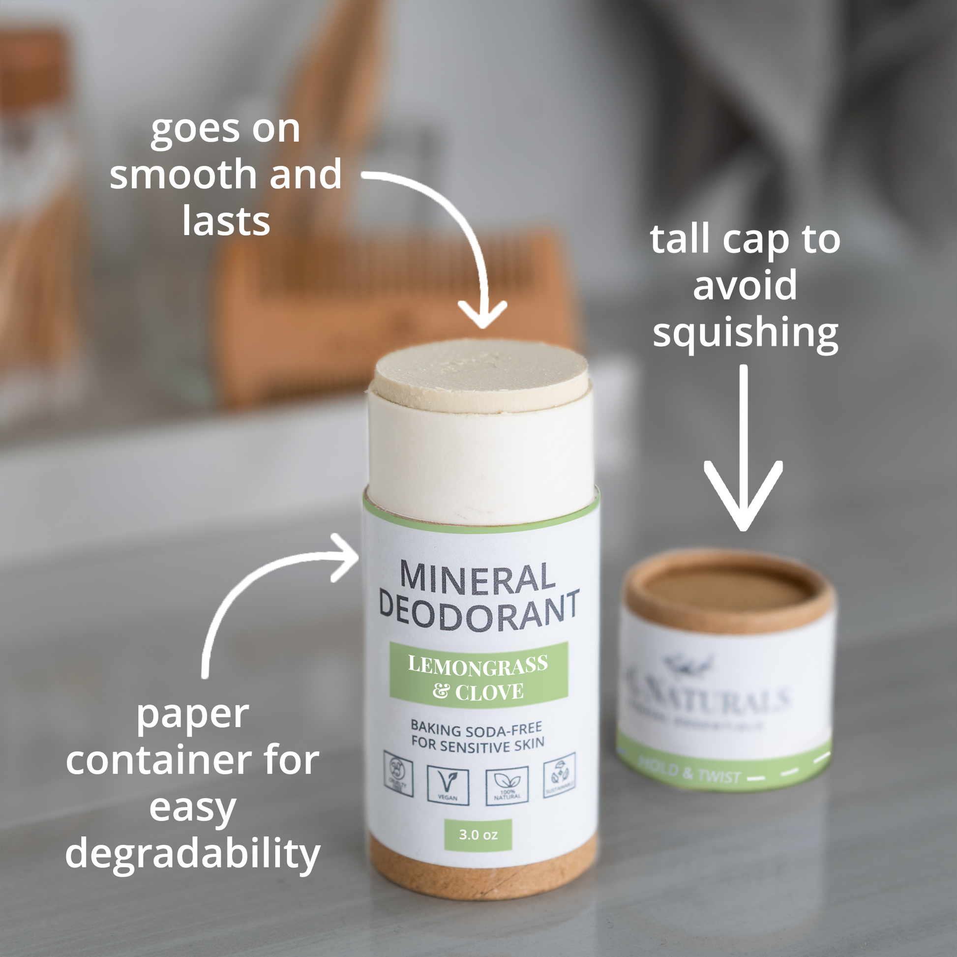 Zero-Waste Mineral Deodorant (2-Pack) Full-Size - Lemongrass & Clove