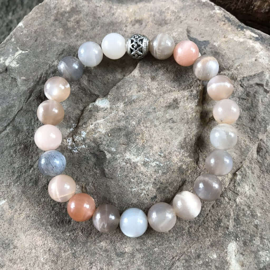 Moonstone Bead Bracelet This bracelet is made with high-quality Moonstone beads which bring inner growth to the wearer. Zodiac Sign: Gemini. Chakras: Sacral, Third Eye, and Crown. Handmade with authentic crystals & gemstones in Minneapolis, MN.