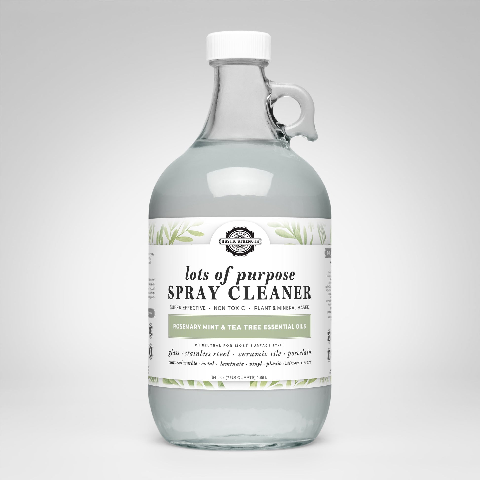 Bottle of spray cleaner with a label on a white background