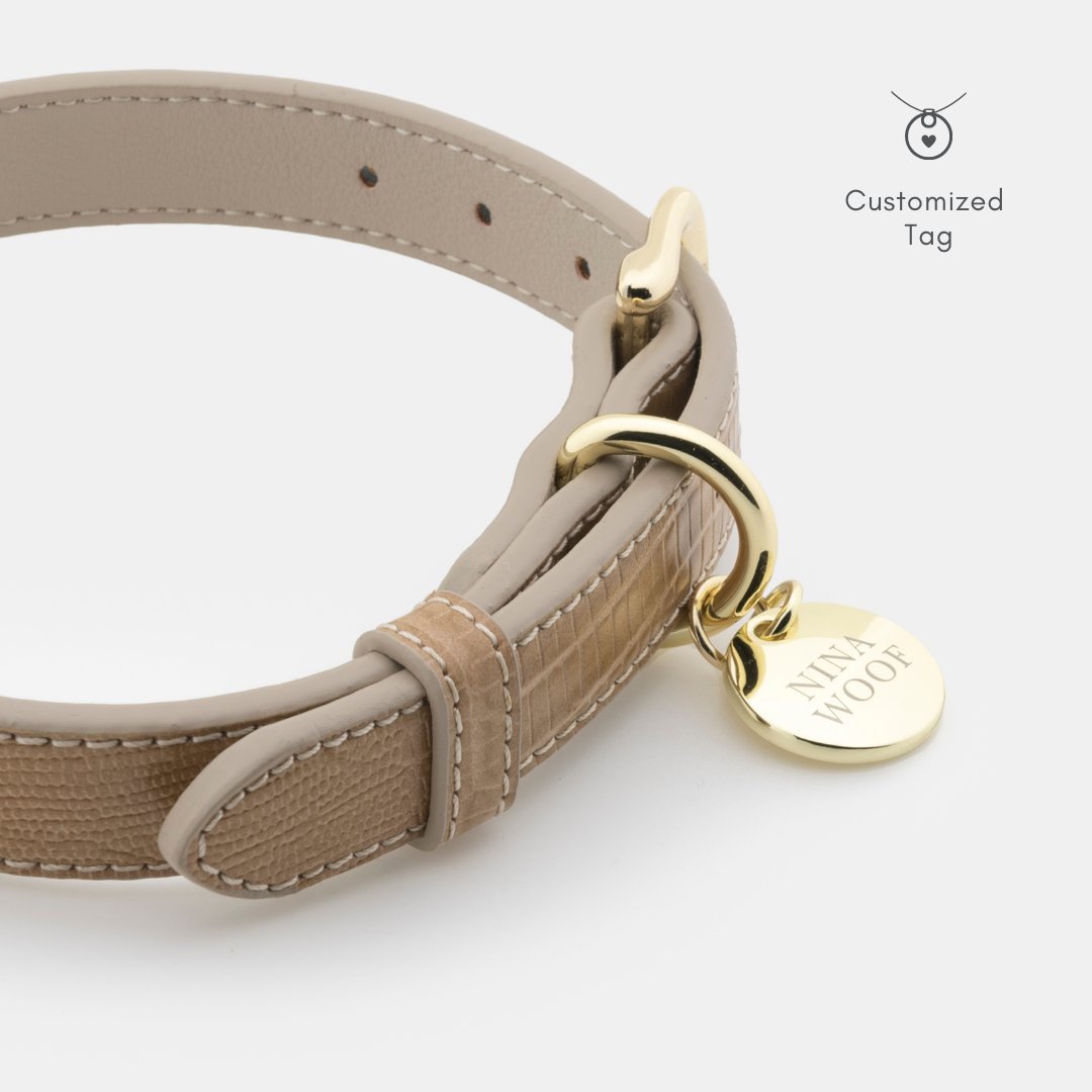 Nina Woof Vegan Leather Dog Collar on a white background
