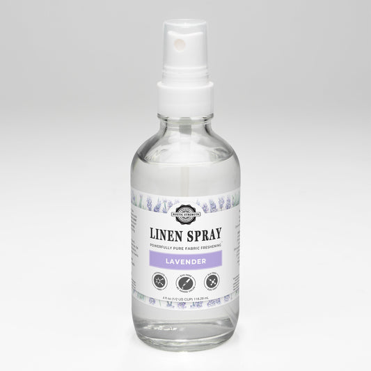 Rustic Strength Linen spray bottle with lavender scent on a white background