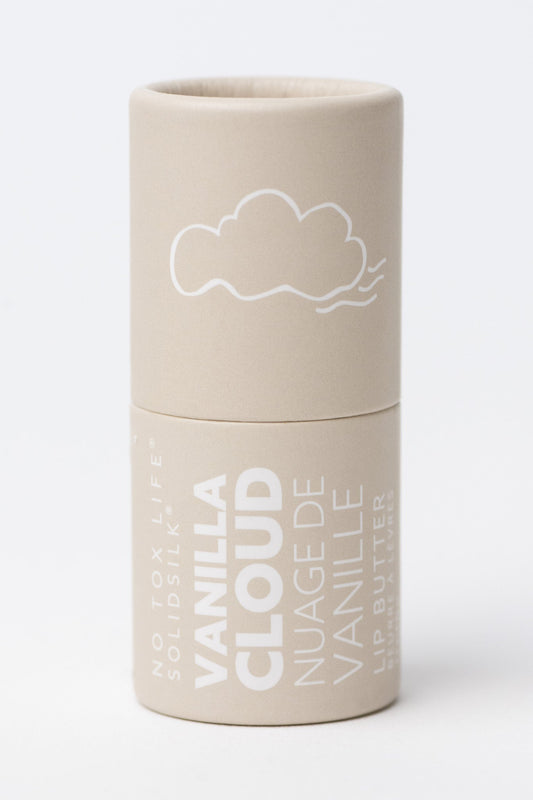 No Tox Life Solid Silk Vanilla Cloud Lip Butter in paper packaging on a white background