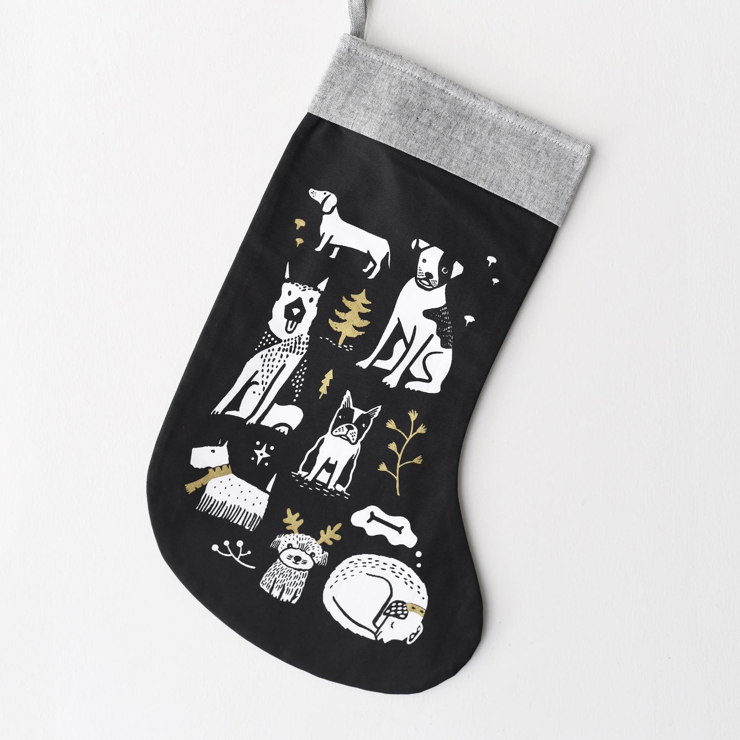 Organic Cotton Festive Dogs Christmas Stocking