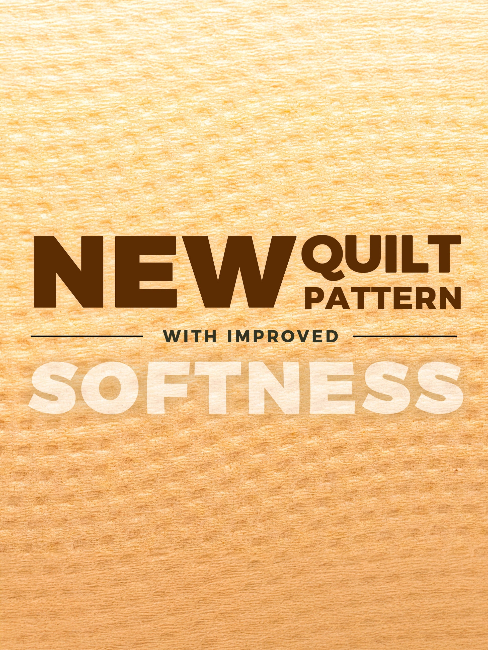 Text on a textured beige background advertising a new quilt pattern with improved softness for Panda Eco Paper Bamboo Toilet Tissue