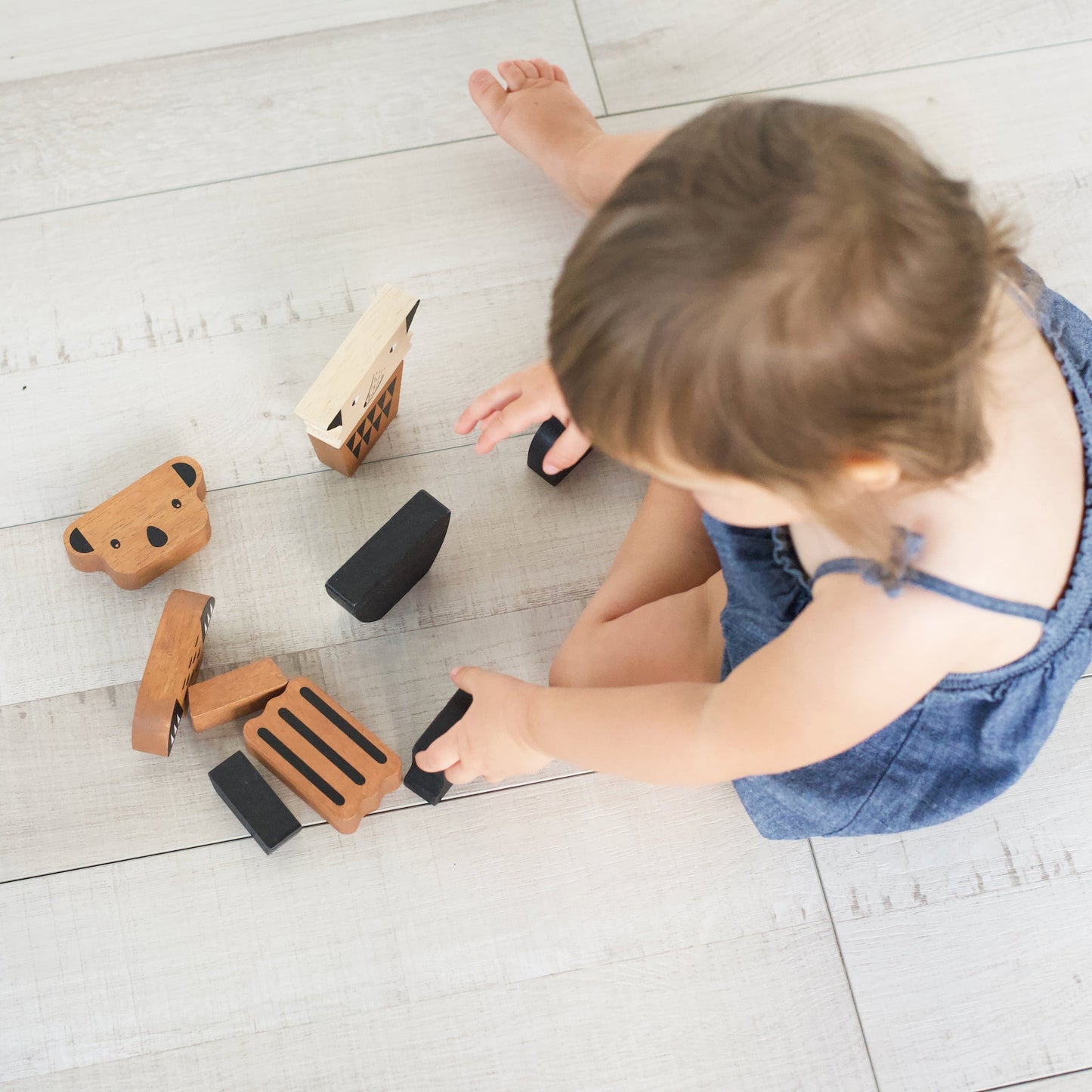 Animal Tower Creative Wood Blocks Balance Game for Toddlers